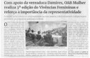Com apoio da vereadora Damires, OAB Mulher realiza 3ª edição do Vivências Femininas e reforça a importância da representatividade. Jornal Correio da Cidade, Conselheiro Lafaiete, 28 mar. a 03 abr. 2026, 1820ª ed., Política, p. 4.