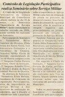  Comissão de Legislação Participativa realiza Seminário sobre Serviço Militar. Jornal Nova Gazeta, Conselheiro Lafaiete, 05 abr. 2007, 457ª ed., p. 08.