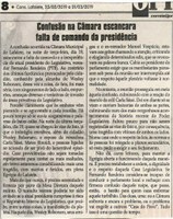 Confusão na Câmara escancara falta de comando da presidência. Jornal Correio da Cidade, 23 fev. 2019 a 01 mar. 2019. 1462ª ed., Caderno Opinião, p. 8.