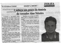 Conheça um pouco da história do vereador Alan Teixeira. Folha Livre, Conselheiro Lafaiete, 03 fev. 2017 a 10 fev. 2017, 753ª ed., p. 8.