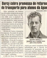 Darcy cobra promessa de retorno do transporte para alunos da APAE. Jornal Correio da Cidade, Conselheiro Lafaiete, 09 dez. 2017 a 15 dez. 2017, 1399ª ed., Caderno Política, p 04.