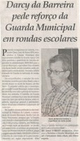 Darcy da Barreira pede reforço da Guarda Municipal em rondas escolares. Jornal Correio da Cidade, 13 abr. 2019 a 19 abr. 2019. 1469ª ed., Caderno Política, p. 4.