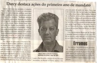 Darcy destaca ações do primeiro ano de mandato. Jornal Correio da Cidade, Conselheiro Lafaiete, 25 nov. 2017 a 01 dez. 2017, 1397ª ed., Caderno Política, p 04.