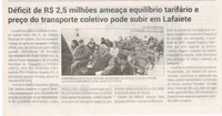 Déficit de R$ 2,5 milhões ameaça equilíbrio tarifário e preço do transporte coletivo pode subir em Lafaiete. Jornal Correio da Cidade, Conselheiro Lafaiete, 09 a 15 ago. 2025, 1791ª ed., Política, p. 2.