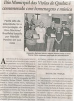 Dia Municipal das Violas de Queluz é comemorado com homenagens e música. Jornal Correio da Cidade, Conselheiro Lafaiete, 03 abr. 2015, 1258ª ed., p. 01.