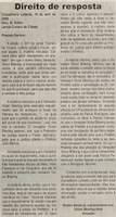 Direito de resposta. Jornal Correio da Cidade, Conselheiro Lafaiete, 19 abr. 2008, p. 04.
