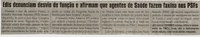 Edis denunciam desvio de função e afirmam que agentes de Saúde fazem faxina nos PSFs. Jornal Correio da Cidade, Conselheiro Lafaiete, 27 mai. 2017 a 02 jun. 2017, 1371ª ed., Caderno Especial,p. D4.