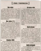 Eleições 2016. Jornal Correio da Cidade, Conselheiro Lafaiete, 09 a 15 jul. 2016, 1325ª ed., Caderno Opinião, Frei Tibúrcio, p. 8.