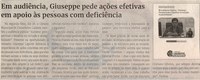 Em audiência, Giuseppe pede ações efetivas em apoio às pessoas com deficiência. Jornal Correio da Cidade, Conselheiro Lafaiete de 08 a 14 de jul. de 2023, 1687ª ed., Caderno Política, p. 4.