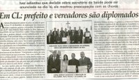 Em CL prefeito e vereadores são diplomados: Ivar adiantou que decisão sobre secretário de Saúde pode ser anunciada no dia 16; ele mostrou preocupação com as chuvas. Jornal Correio da Cidade, Conselheiro Lafaiete, 15 dez. 2012, 1142ª ed. , p. 02
