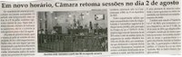  Em novo horário, Câmara retoma sessões no dia 2 de agosto. Jornal Correio da Cidade, Conselheiro Lafaiete, 23 a 29 jul. 2016, 1327ª ed., Caderno Política, p.  4.