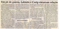 Em pé de guerra, Lafaiete e Casip encerram relação. Jornal Correio da Cidade, Conselheiro Lafaiete, 07 out. 2017 a 13 out. 2017, 1390ª ed., Caderno Política, p 6.