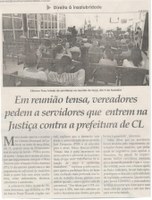 EM reunião tensa, vereadores pedem a servidores que entrem na Justiça contra a prefeitura de CL. Jornal Correio da Cidade, Conselheiro Lafaiete, 15 a 21 fev. 2020. 1512ª ed. Caderno Política, p. 4.