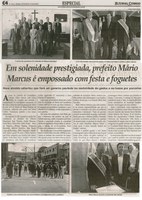 Em solenidade prestigiada, Prefeito Mário Marcus é empossado com festa e foguetes.  Jornal Correio da Cidade, Conselheiro Lafaiete, 07 jan. 2017 a 13 jan. 2017, 1351ª ed., Caderno Especial, p. C4.