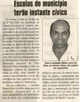Escolas do Município terão instante cívico. Jornal Correio da Cidade, Conselheiro Lafaiete, 24 abr. 2010, p. 02
