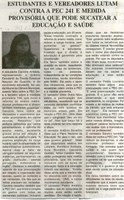 Estudantes e vereadores lutam contra a PEC 241 e medida provisória que pode sucatear a educação e saúde. Jornal Nova Gazeta, Conselheiro Lafaiete, 05 a 11 nov. 2016, 895ª ed., Ano XXX , Caderno Gerais p. 2