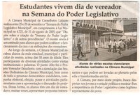 Estudantes vivem dia de vereador na Semana do Poder Legislativo. Jornal Correio da Cidade, Conselheiro Lafaiete, 30 set. 2017 a 06 out. 2017, 1389ª ed., Caderno Política, p 6.