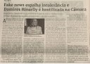 Fake news espalha intolerância e Damires Rinarlly é hostilizada na Câmara. Jornal Correio da Cidade, Conselheiro Lafaiete, 29 de out. de 2022, 1651ª ed., Caderno Política, p. 6. Fake news espalha intolerância e Damires Rinarlly é hostilizada na Câmara. Jornal Correio da Cidade, Conselheiro Lafaiete, 29 de out. de 2022, 1651ª ed., Caderno Política, p. 6.
