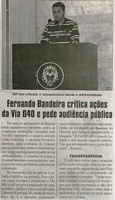 Fernando Bandeira critica ações da Via 040 e pede audiência pública. Jornal Correio da Cidade, Conselheiro Lafaiete, 07 a 13 mai. 2016, 1316ª ed.,  Caderno Política, p. 4.