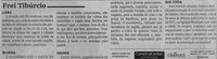 Frei Tibúrcio. Jornal Correio da Cidade, Conselheiro Lafaiete de 14 a 20 de out. de 2023, 1701ª ed., Opinião, p. 06.