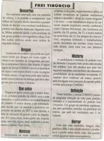 Recesso. Frei Tibúrcio. Jornal Correio da Cidade, Conselheiro Lafaiete , 13 a 19 de fev. 2016, 1304ª ed., Caderno Opinião,  p. 8.