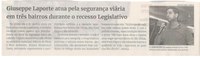 Giuseppe Laporte atua pela segurança viária em três bairros durante o recesso legislativo. Jornal Correio da Cidade, Conselheiro Lafaiete de 20 a 26 de jan. de 2024, 1714ª ed., Política, p. 4.