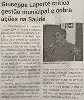 Giuseppe Laporte critica gestão municipal e cobra ações na saúde. Jornal Correio da Cidade, Conselheiro Lafaiete, 07 de mai. de 2022, 1626ª ed., Caderno Política, p. 6.