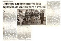 Giuseppe Laporte intermedeia aquisição de viatura para Proerd. Jornal Correio da Cidade, Conselheiro Lafaiete de 24 a 30 de jun. de 2023, 1685ª ed. Caderno Política, p. 4.