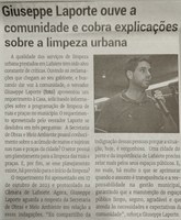 Giuseppe Laporte ouve a comunidade e cobra explicações sobre a limpeza urbana. Jornal Correio da Cidade, Conselheiro Lafaiete de 28 a 03 de nov. de 2023, 1703ª ed., Política, p. 04.