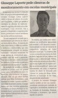 Giuseppe Laporte pede câmeras de monitoramento em escolas municipais. Jornal Correio, Conselheiro Lafaiete, 31 julho. 2021, 1587ª ed., Caderno política, p. 04.