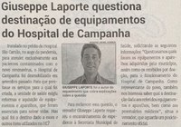 Giuseppe Laporte questiona destinação de equipamentos do Hospital de Campanha. Jornal Correio da Cidade, Conselheiro Lafaiete, 12 de fev. de 2022, 1614ª ed., Caderno Política, p. 4.