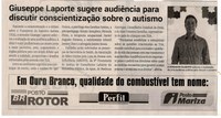 Giuseppe Laporte sugere audiência para discutir conscientização sobre o autismo. Jornal Correio da Cidade, Conselheiro Lafaiete de 02 a 08 de mar. de 2024, 1719ª ed., Política, p. 04.