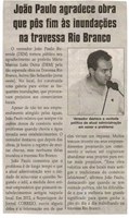 João Paulo agradece obra que pôs fim às inundações na travessa Rio Branco. Jornal Correio da Cidade, Conselheiro Lafaiete, 30 dez. 2017 a 05 jan. 2018, 1402ª ed., Caderno Política, p 06.