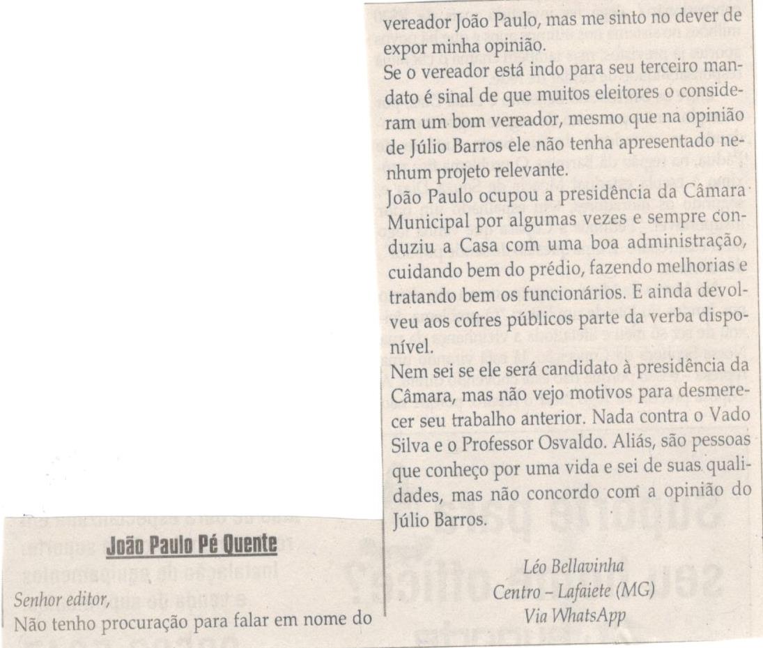 JOÃO Paulo Pé Quente