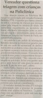 Vereador questiona triagem com crianças na Policlínica. Jornal Correio da Cidade, Conselheiro Lafaiete,  28 nov. 2014, p. 16.