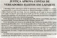 Justiça aprova contas de vereadores em Lafaiete. Jornal Nova Gazeta, Conselheiro Lafaiete, 06 nov. a 02 dez. 2016, 897ª ed.  Ano XXX, Caderno Gerais, p. 02