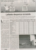 Lafaiete despenca na saúde: cidade é a 2ª região em índice que mede a qualidade dos serviços prestados na área e ocupa o 598º lugar em Minas; Congonhas é a primeira da região. Correio de Minas, Conselheiro Lafaiete, 26 jun. 2014, p. 2.