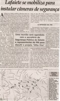 Lafaiete se mobiliza para instalar câmeras de segurança. Jornal Correio da Cidade, Conselheiro Lafaiete, 20 abr. 2013 a 26 abr. 2013, p. 16.