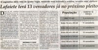 Lafaiete terá 13 vereadores já no próximo pleito: o legislativo abriu mão de 4 vagas deixando mais acirrado o "ranca rabo" eleitoral. Jornal Correio da Cidade, Conselheiro Lafaiete, 11 jun. 2011, p. 02.