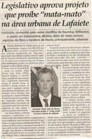 Legislativo aprova projeto que proíbe “mata-mato” na área urbana de Lafaiete. Jornal Correio da Cidade, 18 mai. 2019 a 24 mai. 2019. 1474ª ed., Caderno Política, p. B4.