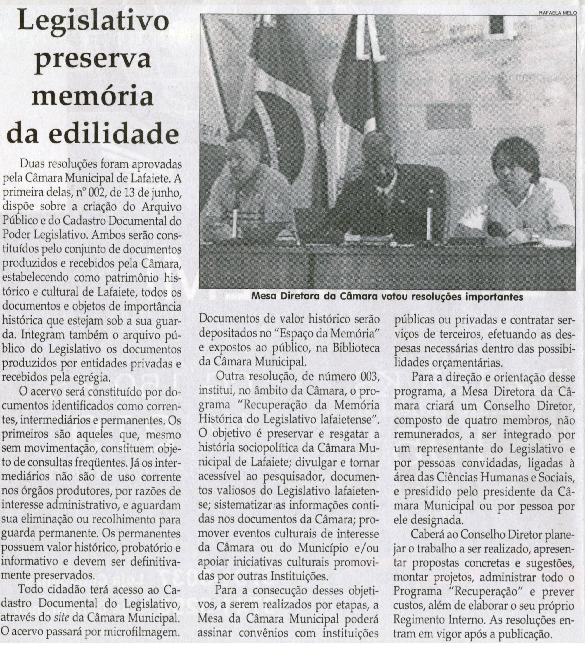 Legislativo preserva memória da edilidade. Jornal Correio da Cidade, Conselheiro Lafaiete, 21 jun. 2008, p. 4.