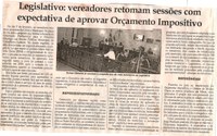 Legislativo: vereadores retomam sessões com expectativa de aprovar Orçamento Impositivo. Jornal Correio da Cidade, Conselheiro Lafaiete, 27 jan. 2018 a 02 fev. 2018, 1406ª ed., Caderno Política, p 06.