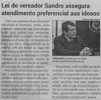 Lei do Vereador Sandro assegura atendimento preferencial aos idosos. Jornal Correio da Cidade, Conselheiro Lafaiete de 14 a 20 de out. de 2023, 1701ª ed., Política, p. 04.