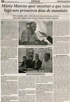 Mário Marcus quer mostrar  que veio logo nos primeiros dias de mandato. Jornal Correio da Cidade,  Conselheiro Lafaiete , 1338ª ed. ,08 a 14 out 2016, Caderno Especial, p. C2.
