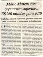 Mário Marcus terá orçamento superior a R$ 260 milhões para 2018. Jornal Correio da Cidade, Conselheiro Lafaiete, 09 set. 2017 a 15 set. 2017, 1386ª ed., Caderno Política, p 6.