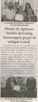  Moção de aplauso Sandro da Cemig homenageia grupo de amigos e coral. Jornal Correio da Cidade, Conselheiro Lafaiete, 19 jul. 2014, p. 2.