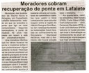 Moradores cobram recuperação de ponte em Lafaiete.  Jornal Expressão Regional, Conselheiro Lafaiete, 22 jan. 2017 a 28 jan. 2017, 459x ªed., p. 5.