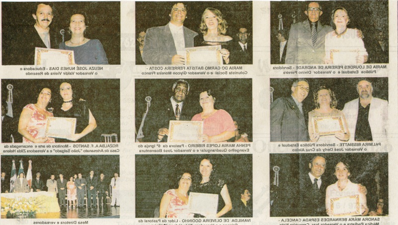 Câmara Municipal de Conselheiro Lafaiete realiza entrega do diploma Mulher- Cidadã. Folha Livre, Conselheiro Lafaiete, 18 mar. 2006, 262ª ed., p. 04, parte 2.