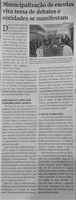 Municipalização de escolas vira tema de debates e entidades se manifestam. Jornal Correio da Cidade, Conselheiro Lafaiete de 09 a 15 de set. de 2023, 1696ª ed., Comunidade, p. 09.