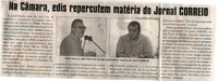 Na Câmara, edis repercutem matéria do Jornal CORREIO. Jornal Correio da Cidade, Conselheiro Lafaiete, 24 fev. 2018 a 02 mar. 2018, 1410ª ed., Caderno Política, p 06.